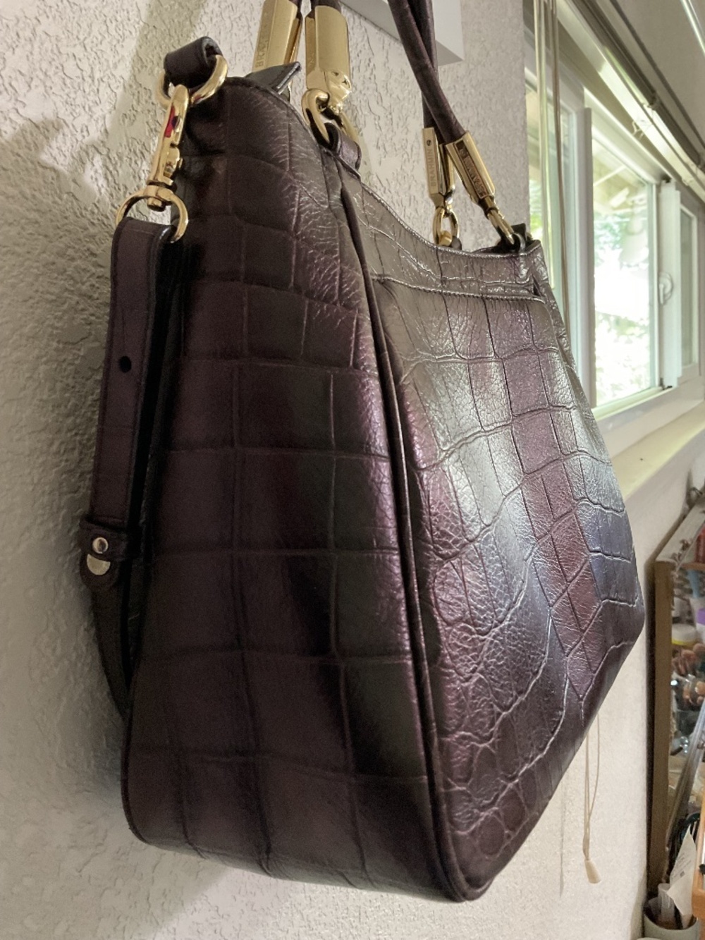 Brahmin Brown croc embossed Ruby Melbourne Satchel Bag,beautiful color EUC - Picture 5 of 10